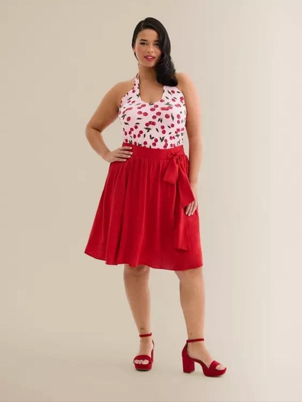 NEW Torrid Retro Chic Foxy Pink Cherry Halter Top Sz 1 NWT XL 1X Torrid Foxy - Picture 3 of 7